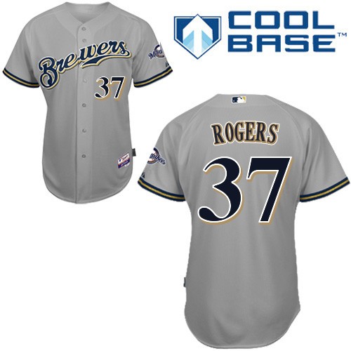 Designer Milwaukee Brewers 37 Mark Rogers Grey Cool Base MLB Jersey Baseball MLB Jerseys